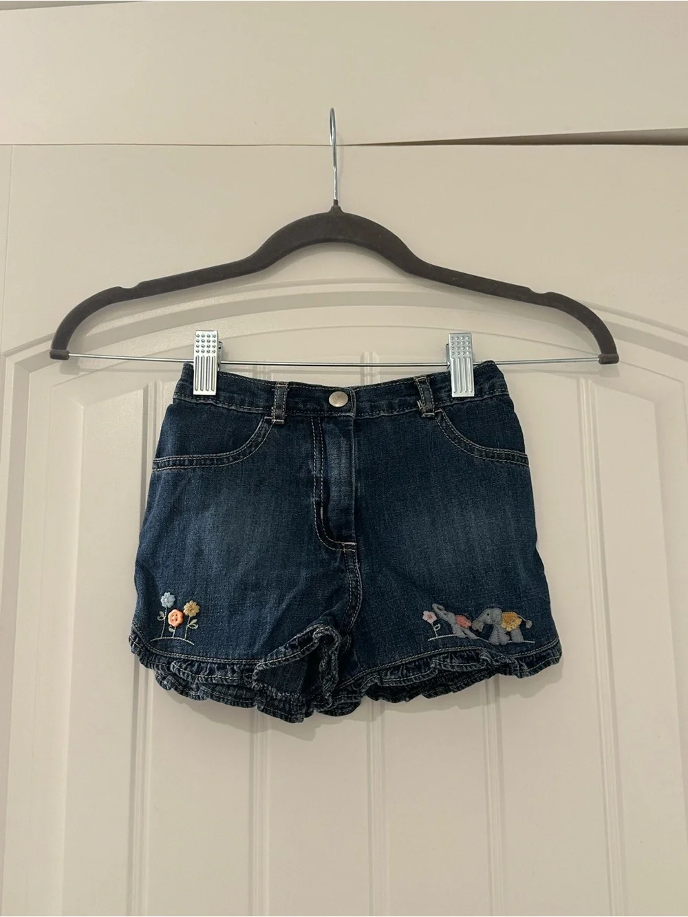 Gymboree Little Elephant Ruffle Denim Jean Shorts Sz 3T 2006 Summer Safari Line